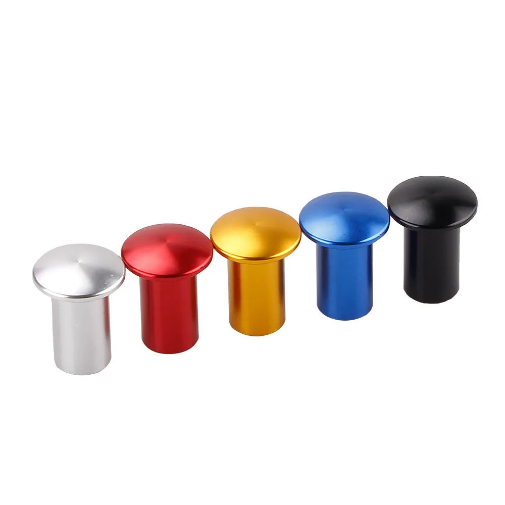 Aluminium handbrake release button cap for car modification in gold, silver, black, blue or red