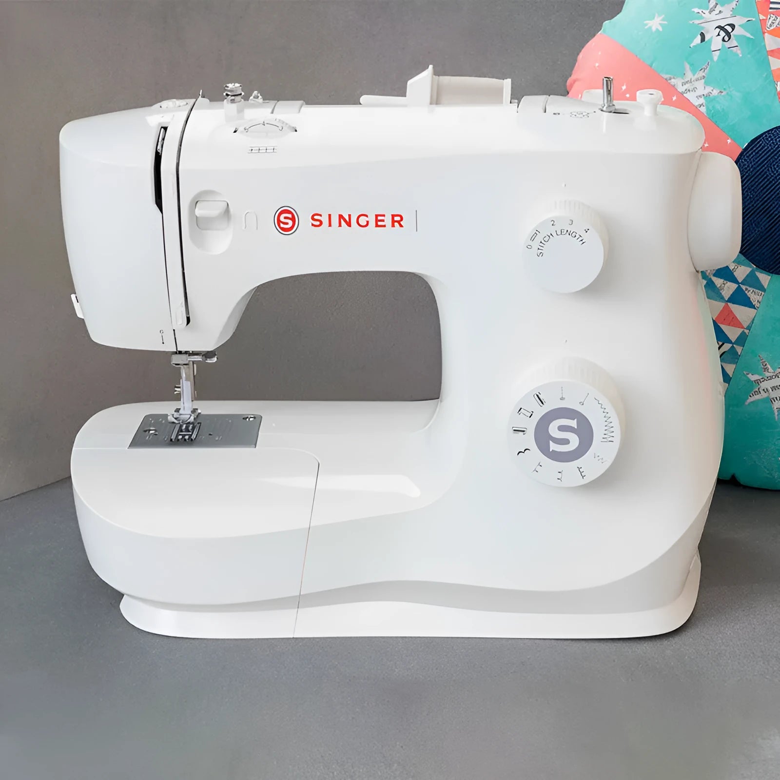 M2405 portable household sewing machine with accessories on white background