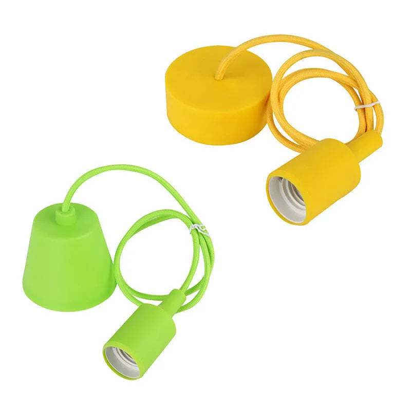 Coloured silicone ceiling light socket holder with E26/E27 base and 50cm wire
