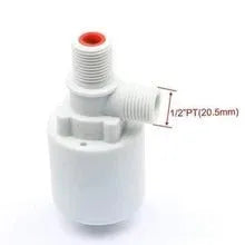 White nylon automatic float valve for water tanks with threaded connections