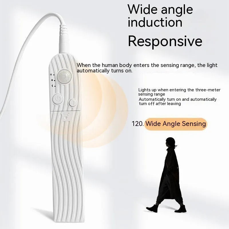 LED human body induction light strip, waterproof, 1m 2m or 3m, warm white or white, for under bed sofa wardrobe cabinet
