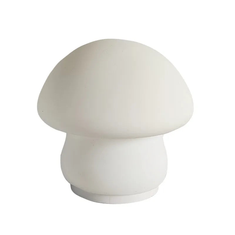 Household electric mushroom small night lamp in white silicone with USB cable