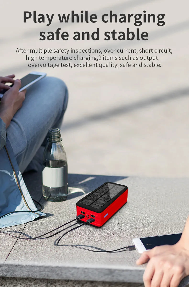 Solar wireless power bank showing multiple colour options and capacity selections