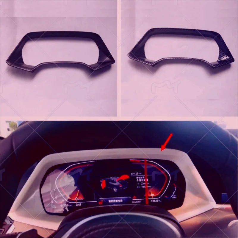BMW X5 dashboard decorative frame in ABS plastic with Carbon Fibre and Peach Wood finish options
