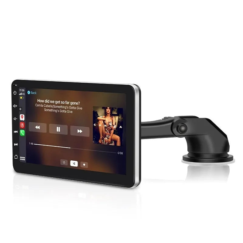 7-inch car GPS navigator with OLED display showing map and wireless Carplay connectivity