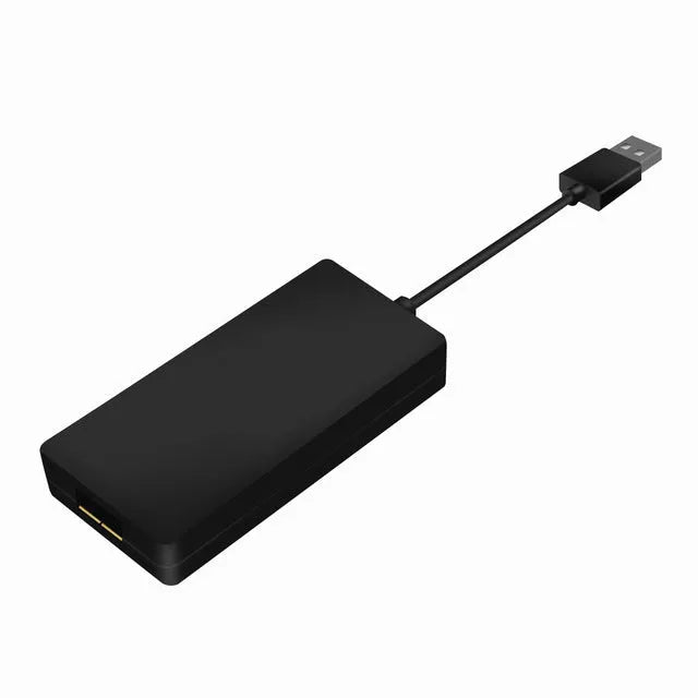 Black Wireless CarPlay USB dongle for connecting iPhone to Android car navigation systems