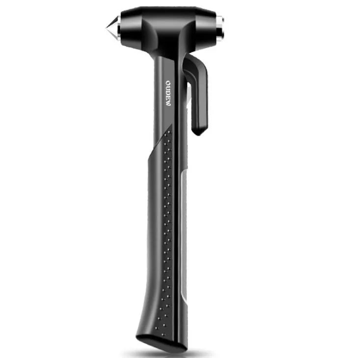 Window breaker safety hammer with ABS body and high carbon steel tip in black