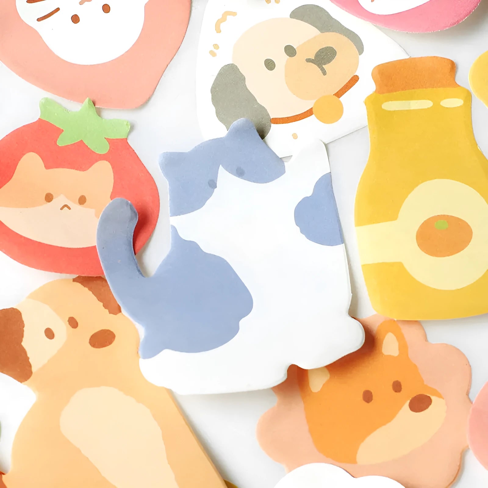 Animal-shaped sticky note set showing one of six cover options, including Good Night Bunny and Sea Otter designs