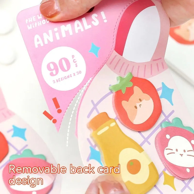 Animal-shaped sticky note set showing one of six cover options, including Good Night Bunny and Sea Otter designs