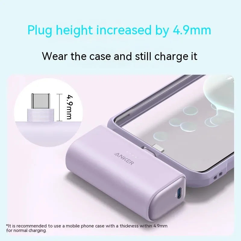 Small capsule-shaped 5000mAh power bank with foldable USB-C head in multiple colours.