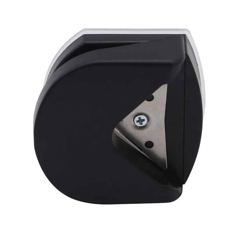 Black plastic and metal business card corner cutter for rounding photo edges.