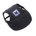 Pet supplies Oxford baseball-style dog sun hat in natural colour on a small dog