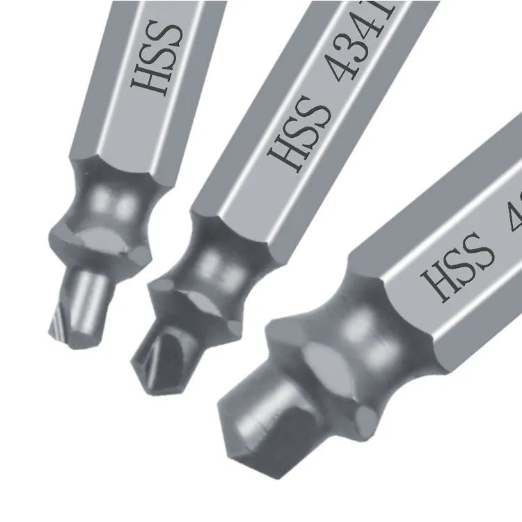 6-piece slip-tooth head screw remover set with high-speed steel construction for stripped screw removal