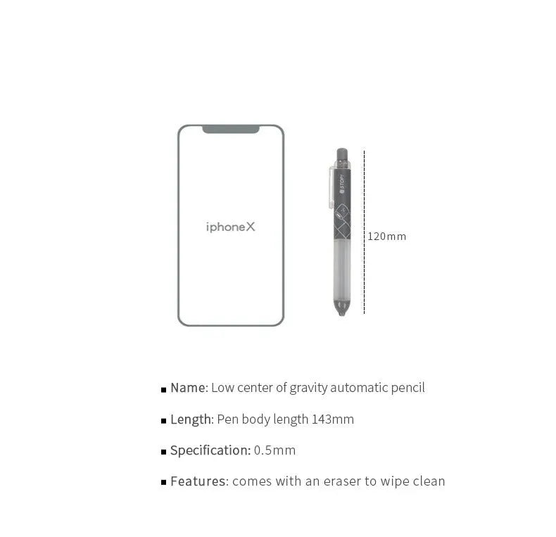 Black and white 0.5mm automatic pencil with a cloud grip, shown as a single unit and a two-piece set.
