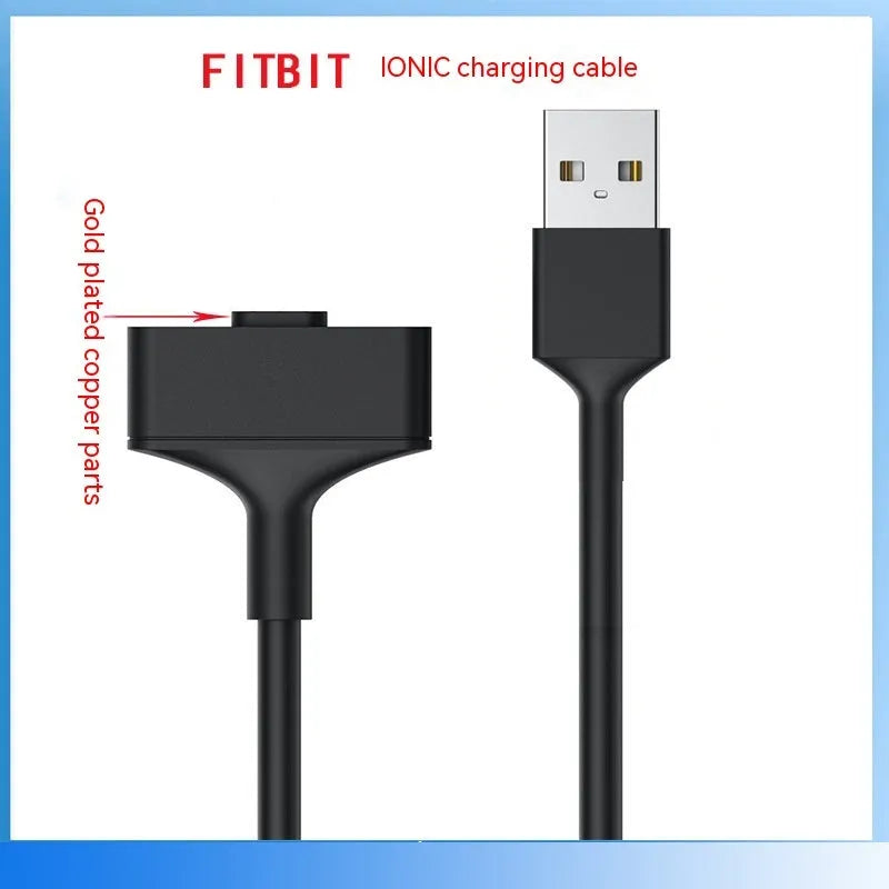 Black smart watch magnetic charging cable 1m for Fitbit Ionic and Alta HR