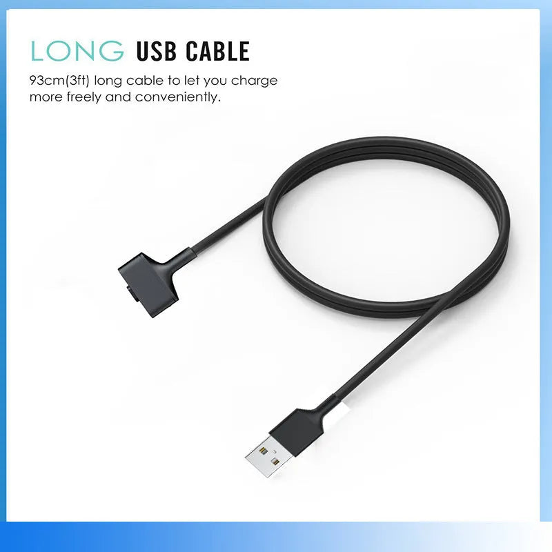 Black smart watch magnetic charging cable 1m for Fitbit Ionic and Alta HR