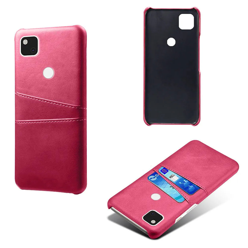 Nine colour options of PC leather phone case for Pixel 4a with card slots and oil-edge finish