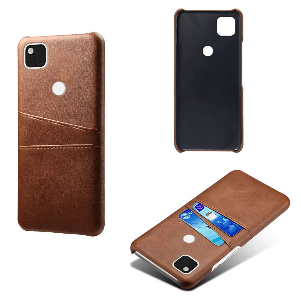 Nine colour options of PC leather phone case for Pixel 4a with card slots and oil-edge finish