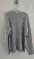 Men's ripped hoodie in polyester fiber, autumn and winter casual wear, gray colour