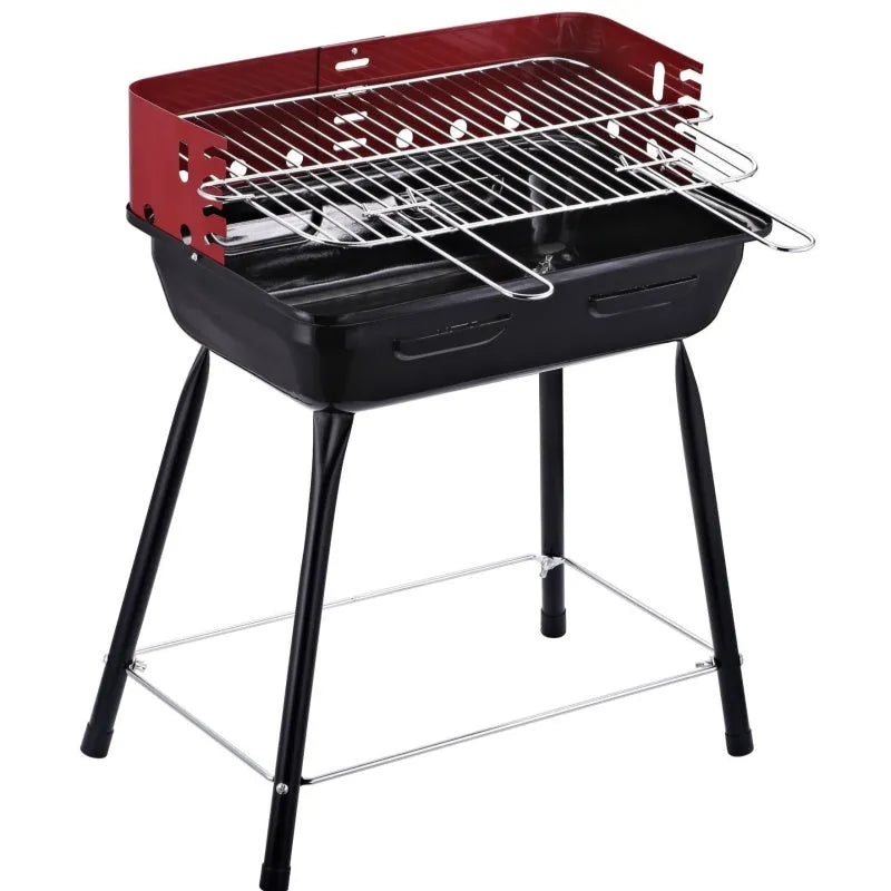 Portable metal barbecue grill, 29x12x44cm, with black grill rack disk for camping and outdoor use