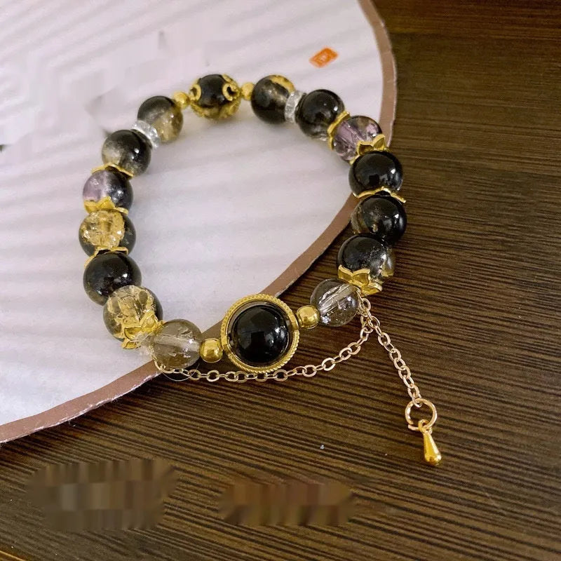 Chinese style glass bracelet with bamboo joint design elements in multiple colour options