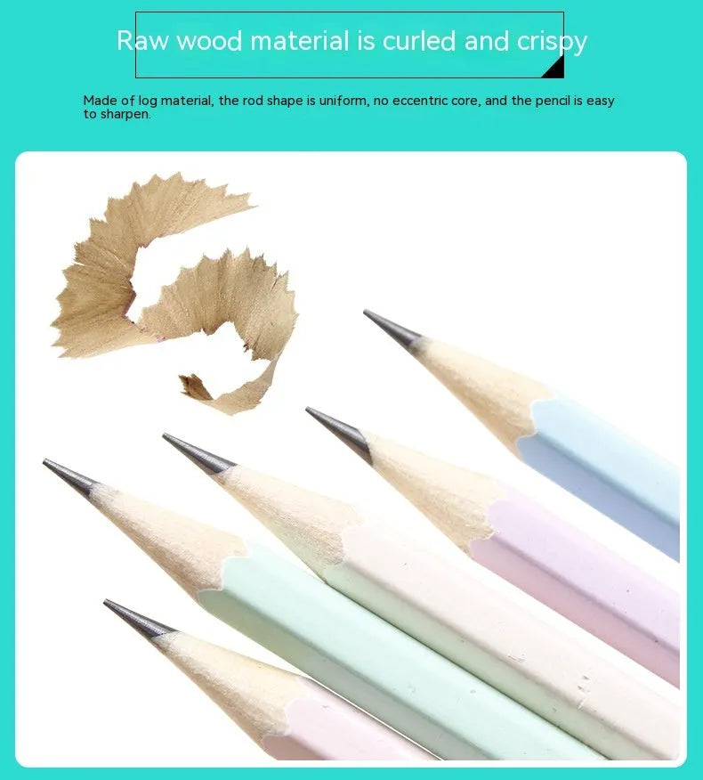 Barrel of 50 natural basswood pencils with six-angle design and HB graphite refills.