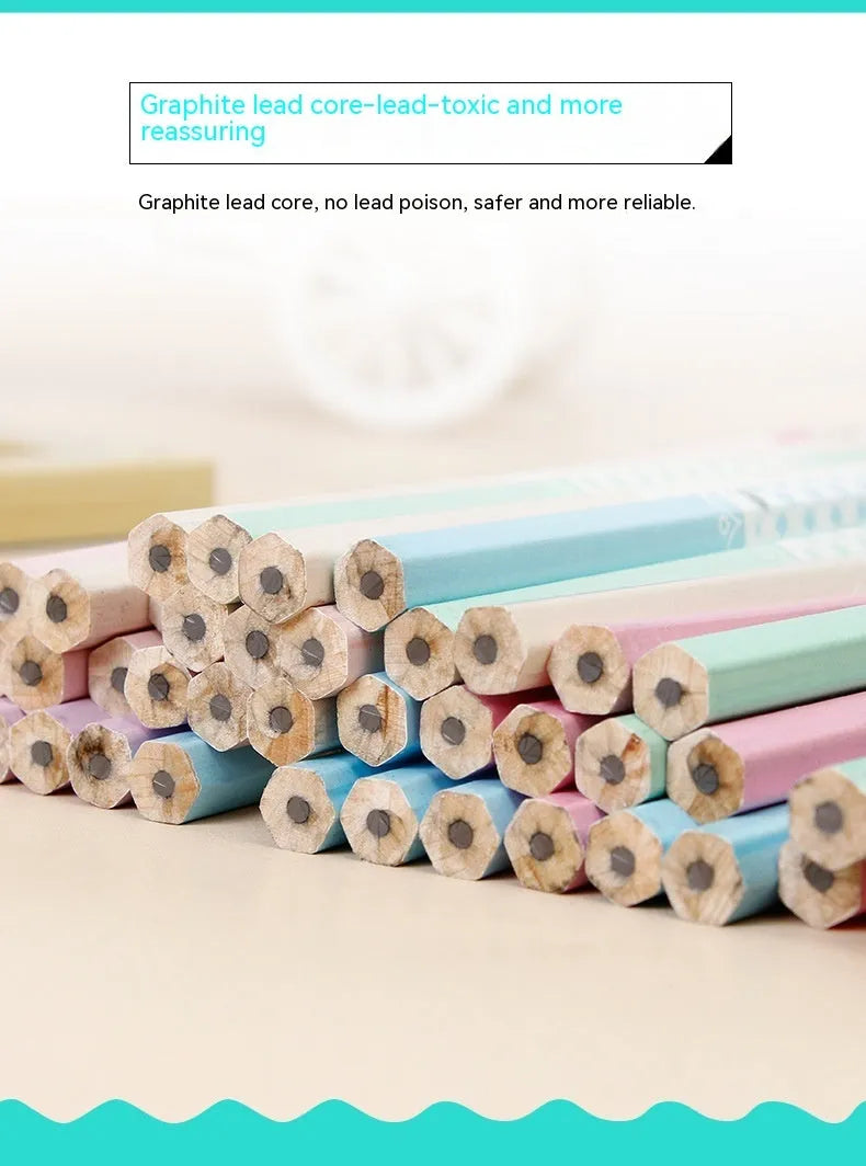 Barrel of 50 natural basswood pencils with six-angle design and HB graphite refills.
