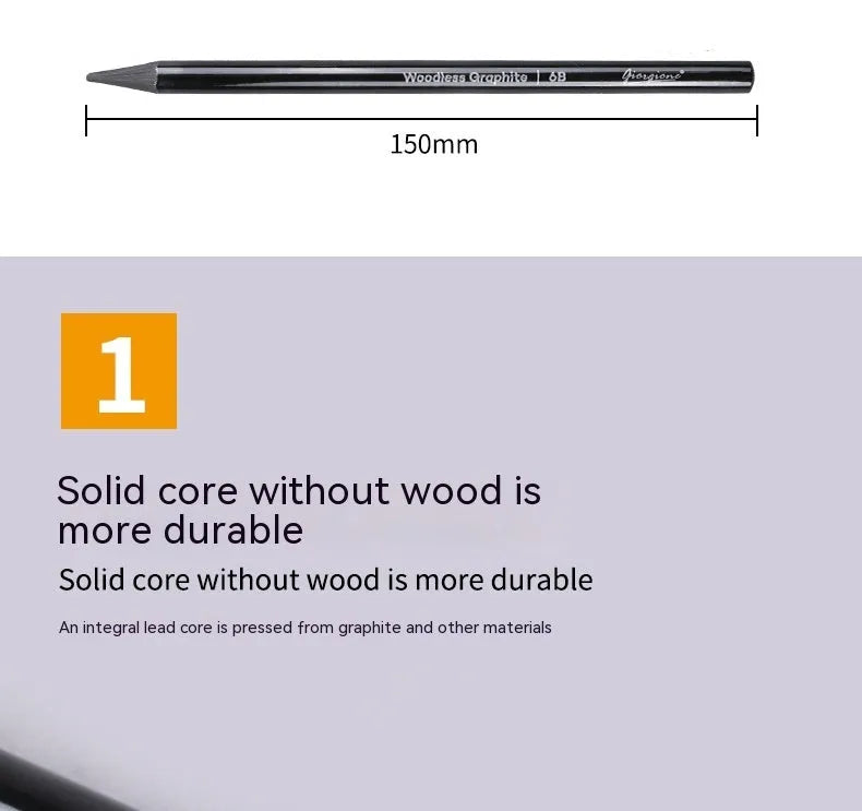 Set of six graphite and three carbonized pencils with wooden casings on a retail suction card.
