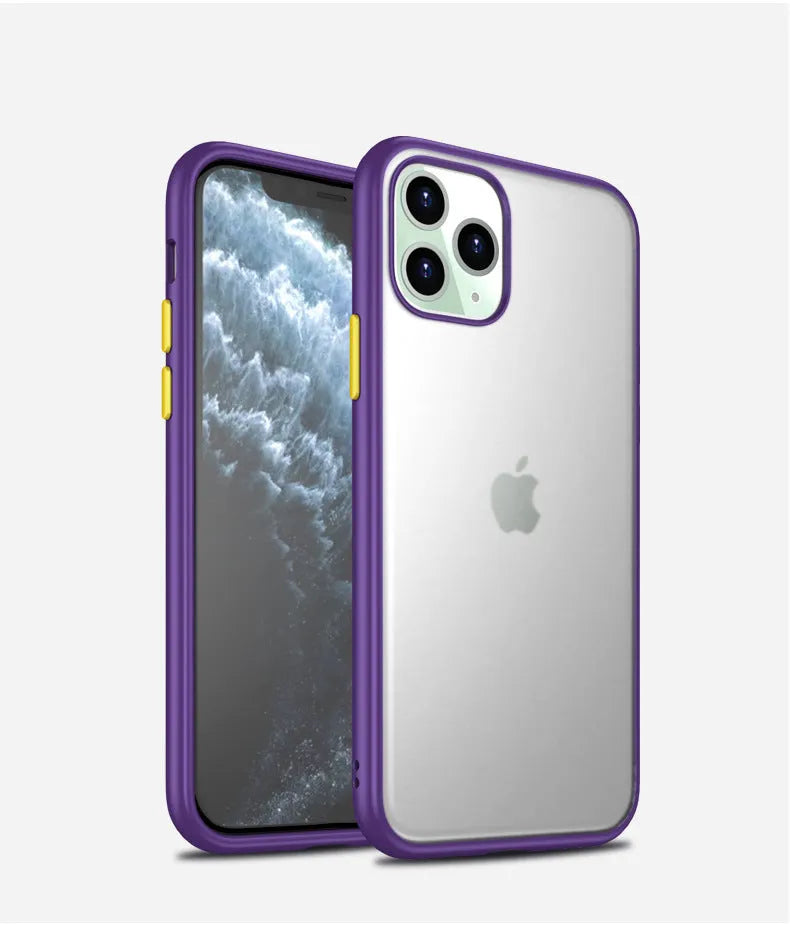 Frosted TPU protective back cover for iPhone 11 with scratch-resistant PC layer and corner airbags