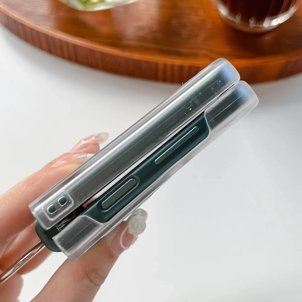 Foldable screen plaid ring phone case for Samsung Galaxy Z Flip 3 and Z Flip 4 in black with ring grip