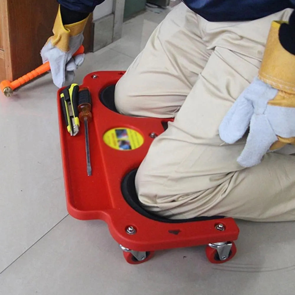 Red multi-function kneeling pad, 50.3 x 25.8 x 9 cm, for woodworking and DIY.