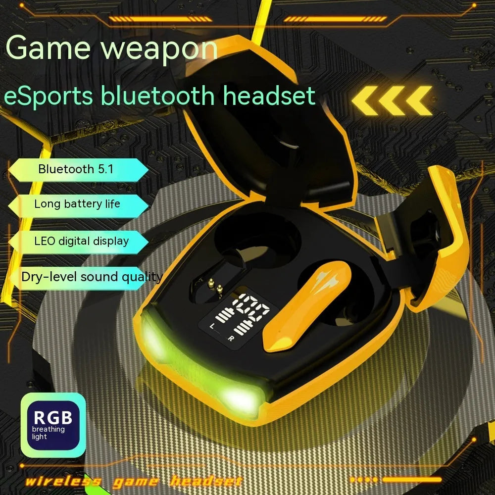 New wireless binaural TWS Bluetooth headset with digital display, black ABS earplugs, touch controls