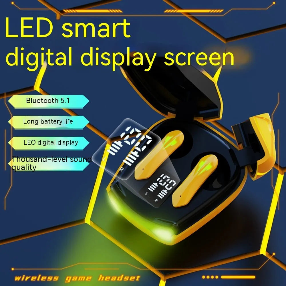 New wireless binaural TWS Bluetooth headset with digital display, black ABS earplugs, touch controls