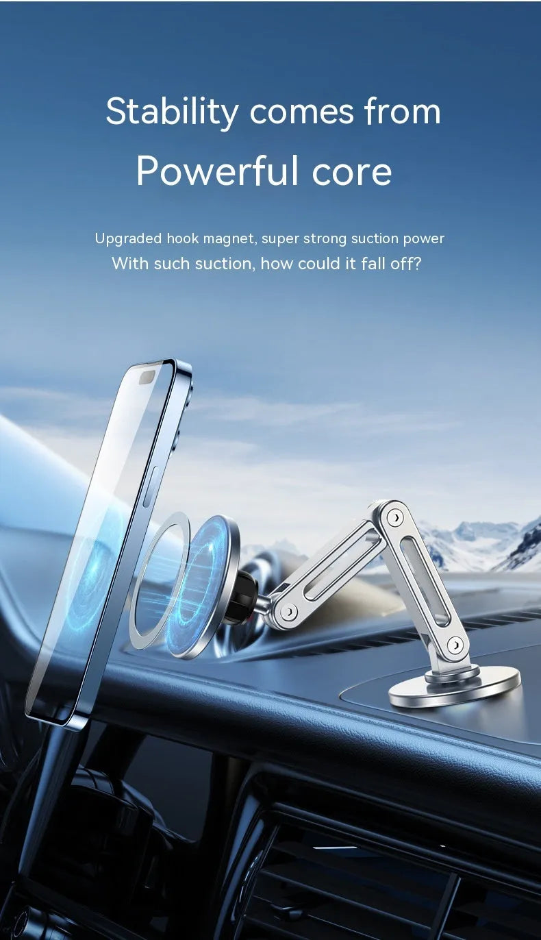 Magnetic car phone holder hanging screen mount 360 rotating aluminium alloy moonlightsilver noblblack