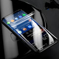 Purple light hydraulic film screen protector for curved Samsung Galaxy phone.