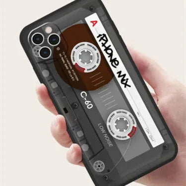 Creative retro recorder disassembling tape painted phone case for iPhone, TPU back cover, simple European style