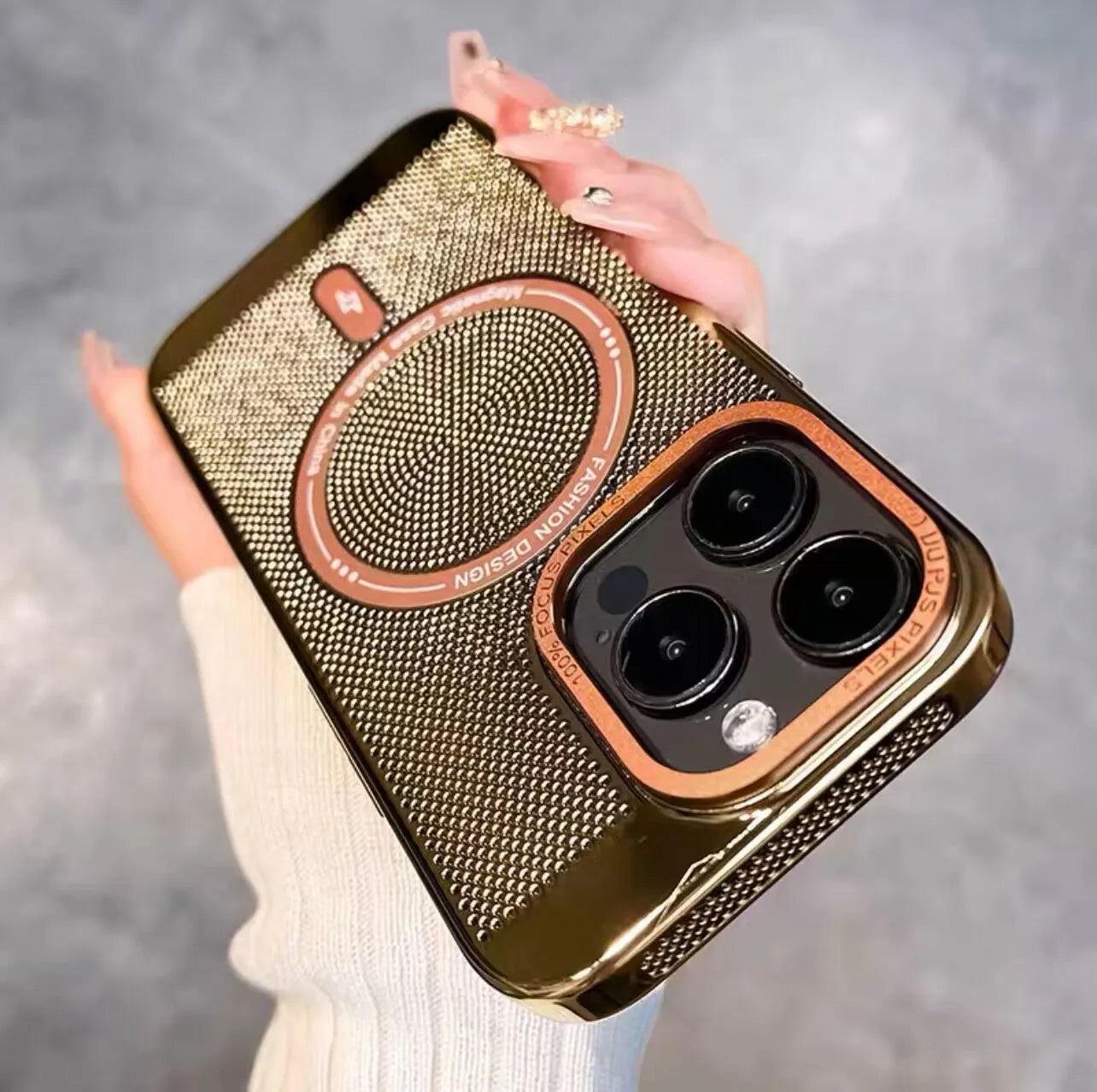 Electroplated magnetic iPhone case in multiple colours with integrated heat dissipation