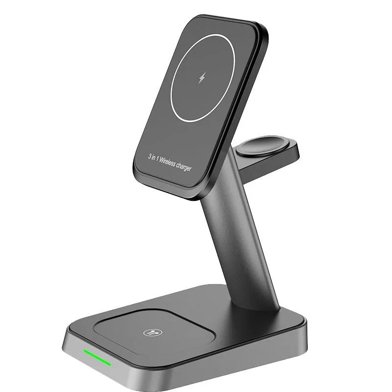 Black minimalist vertical wireless phone charging stand with 10000mAh power bank