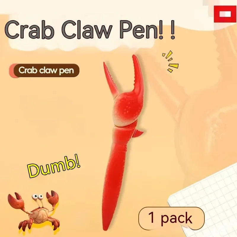 Crab-themed ballpoint pen with a pressable metal clip on a white background.