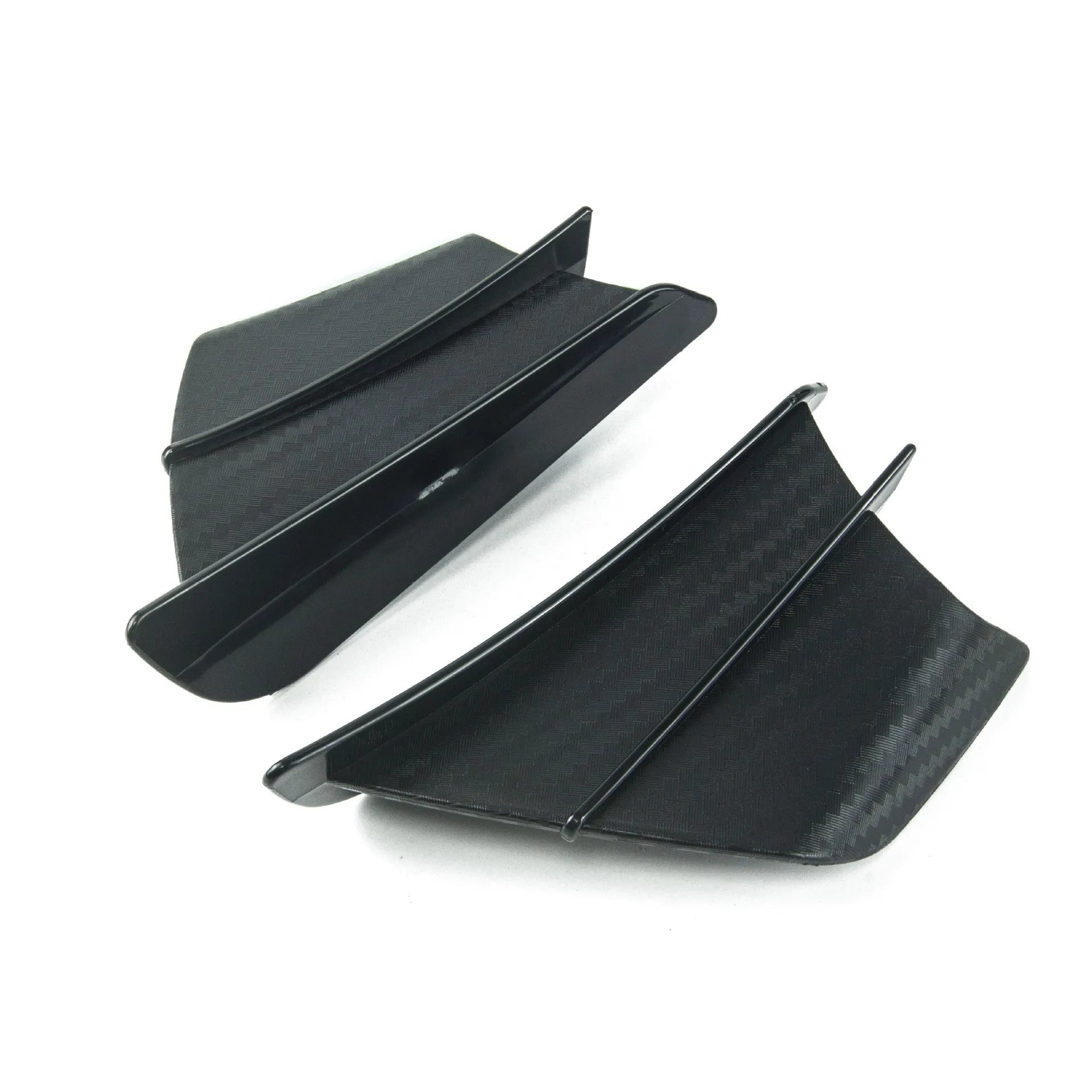 Universal motorcycle spoiler wing accessory for air diversion in 18x8cm size with multiple pattern options