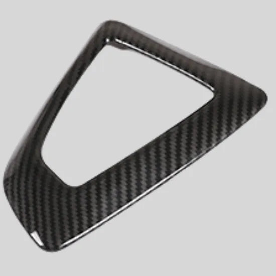 BMW dashboard gear base frame accessory with carbon fibre pattern and 3M adhesive backing