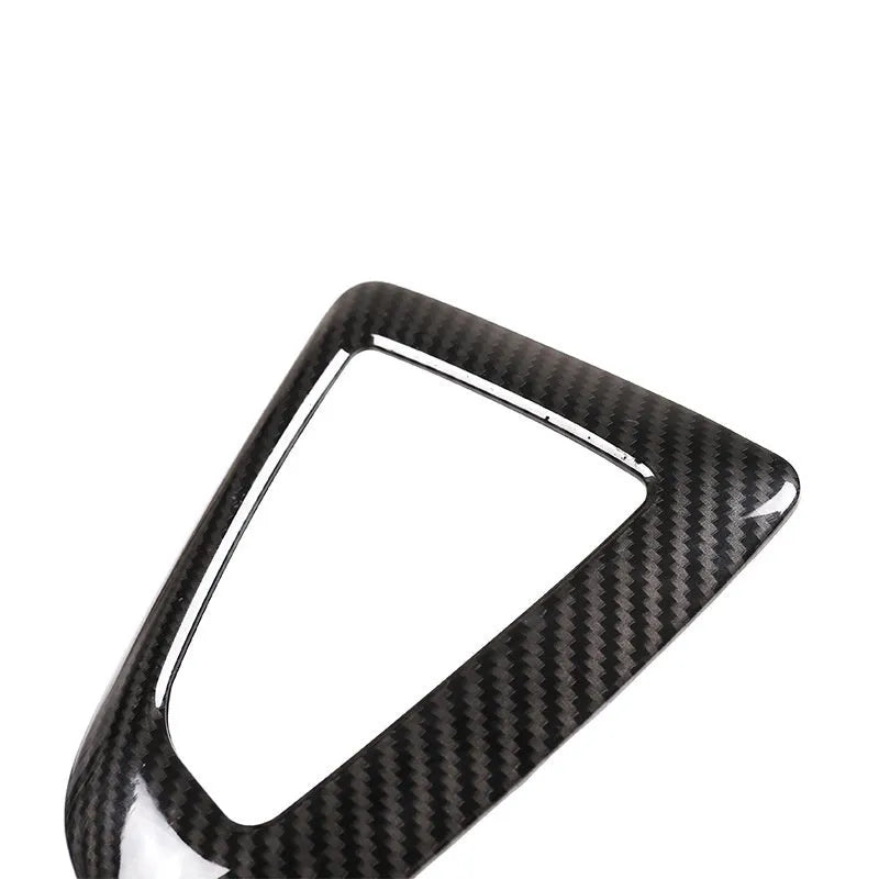 BMW dashboard gear base frame accessory with carbon fibre pattern and 3M adhesive backing
