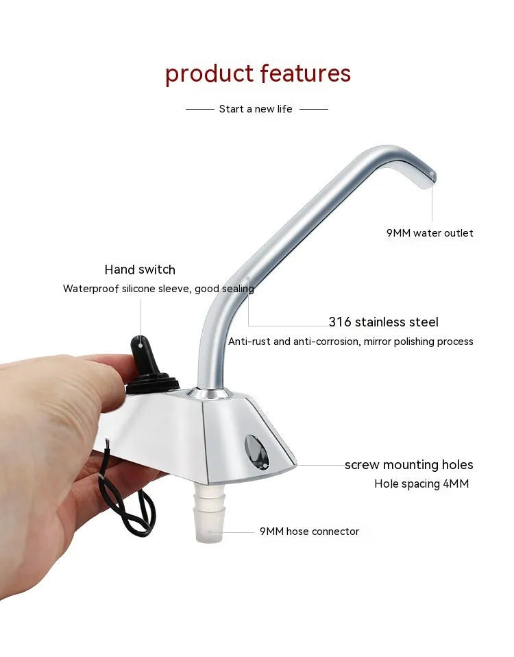 316 stainless steel electronic control RV faucet with mirror polish finish