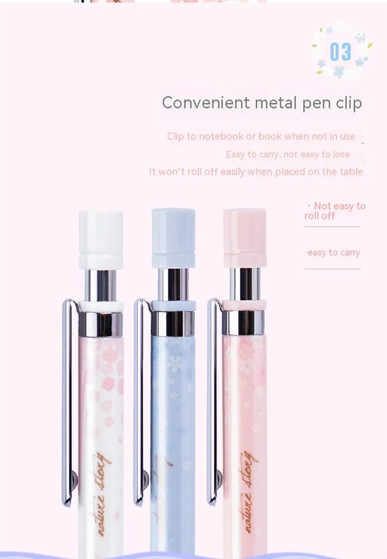 Sakura law style cartoon automatic pencil set with three 0.5mm pencils and HB refill boxes.