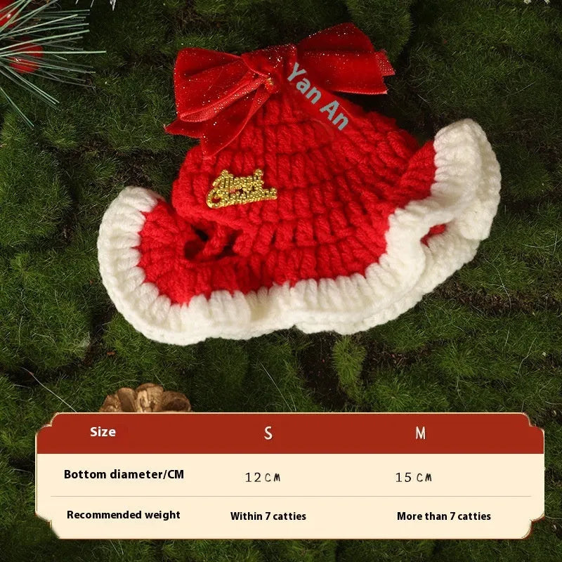 Christmas pet scarf wool accessory for dogs cats in festive patterns snowflake Santa Claus lucky deer