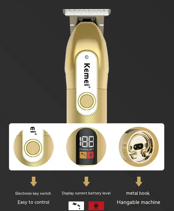 LCD digital display USB high power electric hair clipper with three limit combs 1mm 2mm 3mm rechargeable