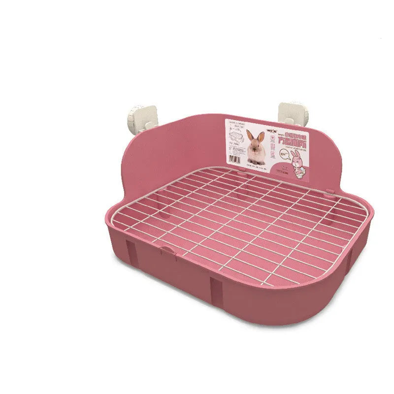 Square small animal toilet in green, pink or yellow, 29.1cm x 22.5cm x 16cm, with iron wire mesh base spaced 1.25cm