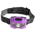Waterproof head torch with white and red LEDs, shown in black colour option.