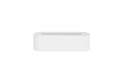 White square plastic flame aroma diffuser humidifier with LED lights and water vapour mist.