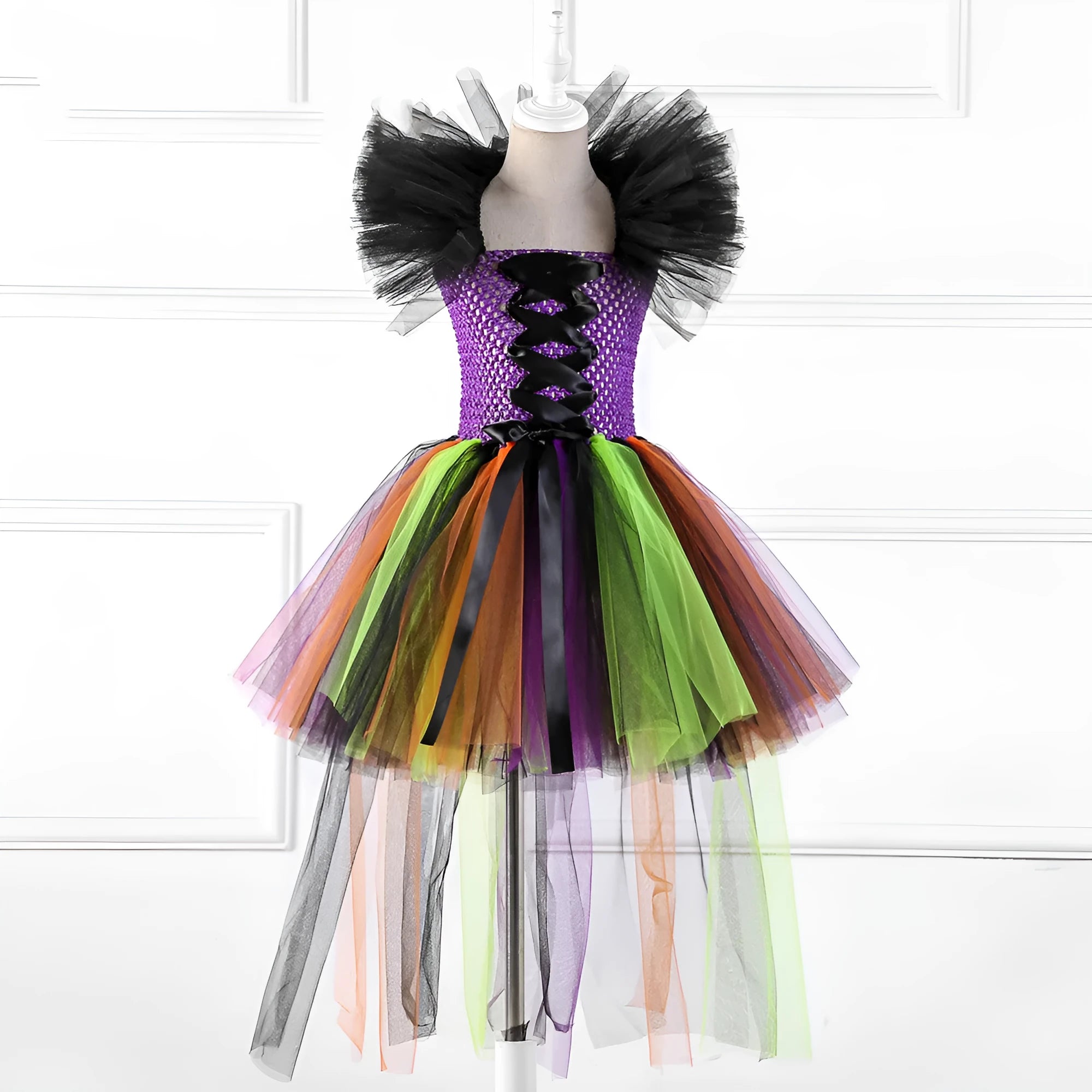 Halloween wizard girl dress in photo colour made from nylon fabric for children ages 2-12